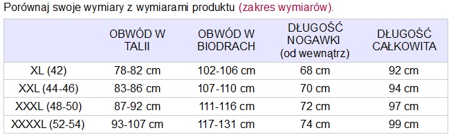 wymiary legginsów