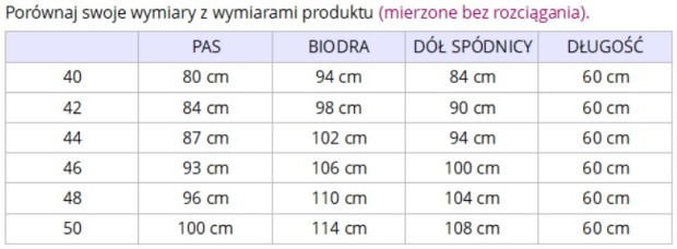 ciepła spódnica xxl